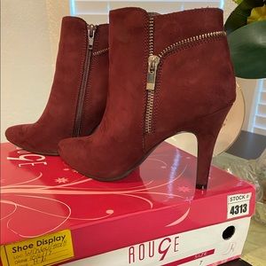 Burgundy Suede Ankle Boots